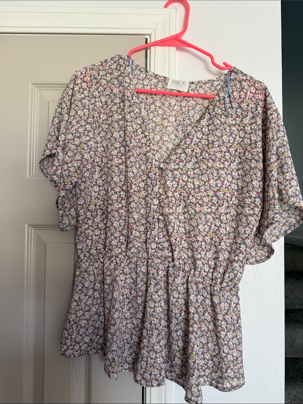 Sienna Sky Floral Peplum Top - Lavender, Pink, Yellow - Picture 1 of 1